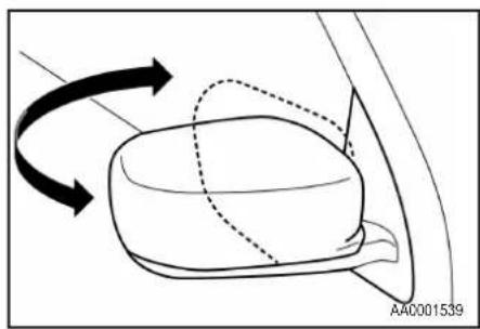 MITSUBISHI Airtrek Turbo (2006) - Ajuste da posição do retrovisor - 1