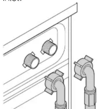 Technical line drawing of pipe fittings and connectors (no text or symbols)