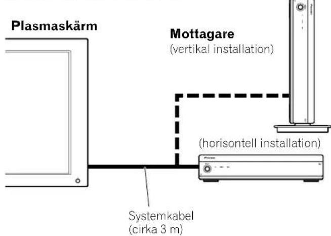 Plasmaskärm Mottagare (vertical installation) (horisontell installation) Systemkabel (cirka 3 m)