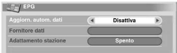 EPG Aggiorn. autom. dati Disattiva Fornitore dati Adattamento stazione Spento