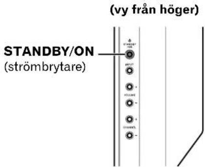 (vy från höger) STANDBY/ON (strömbrytare)