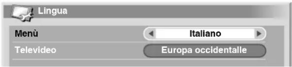 Lingua Menù Italiano Televideo Europa occidentalle