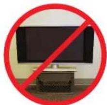 Prohibition symbol showing a TV with a red prohibition circle (no text or symbols present)