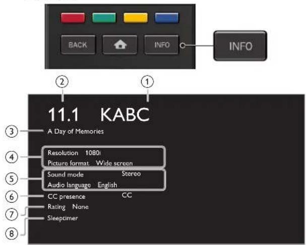 BACK INFO INFO ② ① 11.1 KABC A Day of Memories Resolution 1080% Picture format Wide screen Sound mode Stereo Audio language English CC presence CC Rating None Sleeptimer