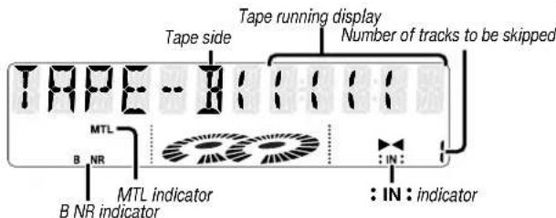 Tape side Tape running display Number of tracks to be skipped TAPE - 81 MTL B NR MTL indicator B NR indicator IN : indicator