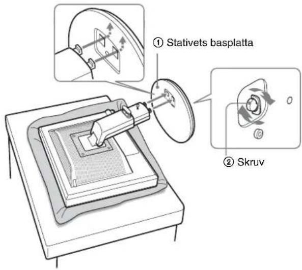 ① Stativets basplatta ② Skruv