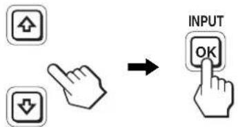 graph LR A["Hand cursor icon"] --> B["Arrow pointing to button labeled 'OK'"] C["Hand cursor icon"] --> B