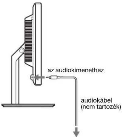 az audiokimenethez audiokábel (nem tartozék)