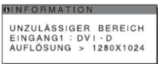 INFORMATION UNZULÄSSIGER BEREICH EINGANG 1: DVI-D AUFLÖSUNG > 1280X1024