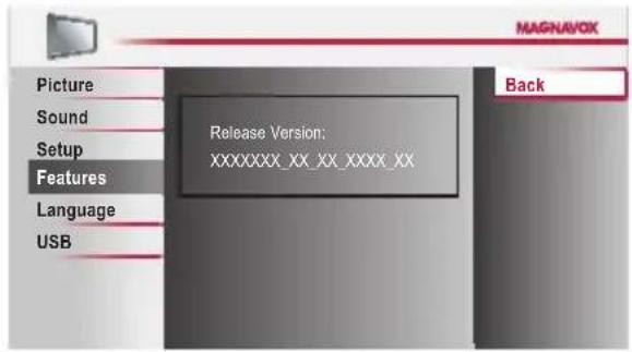 MAGNAVXX Picture Sound Setup Features Language USB Back Release Version: XXXXXXXX_XX_XX_XXXX_XX
