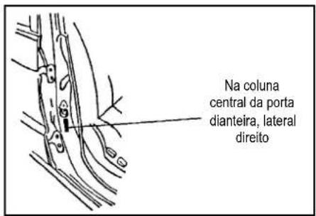 Na coluna central da porta dianteira, lateral direito