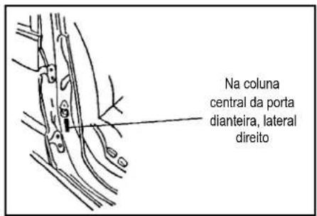 Na coluna central da porta dianteira, lateral direito