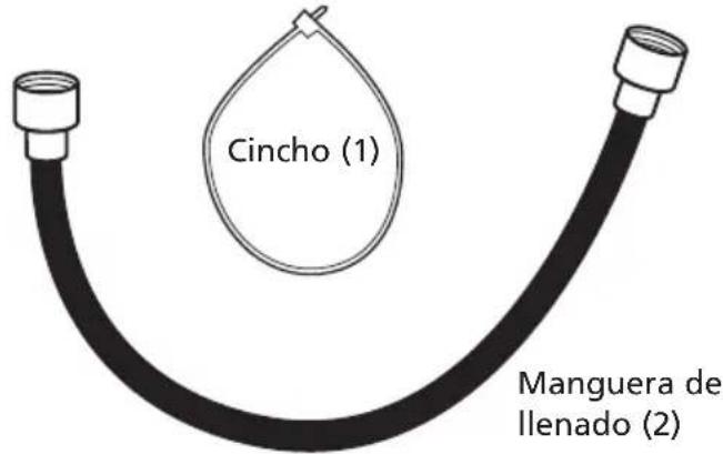 Cincho (1) Manguera de llenado (2)