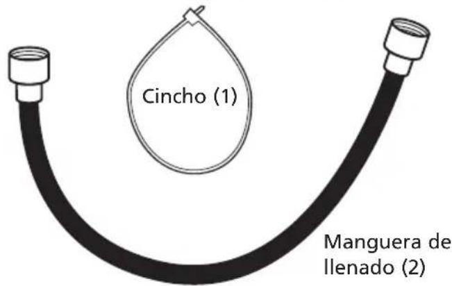 Cincho (1) Manguera de llenado (2)