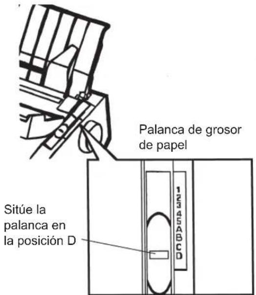 Palanca de grosor de papel Sitúe la palanca en la posición D