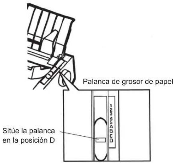 Palanca de grosor de papel Sitúe la palanca en la posición D