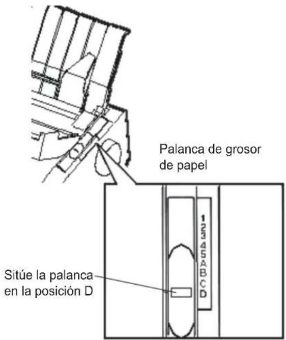 Palanca de grosor de papel Sitúe la palanca en la posición D