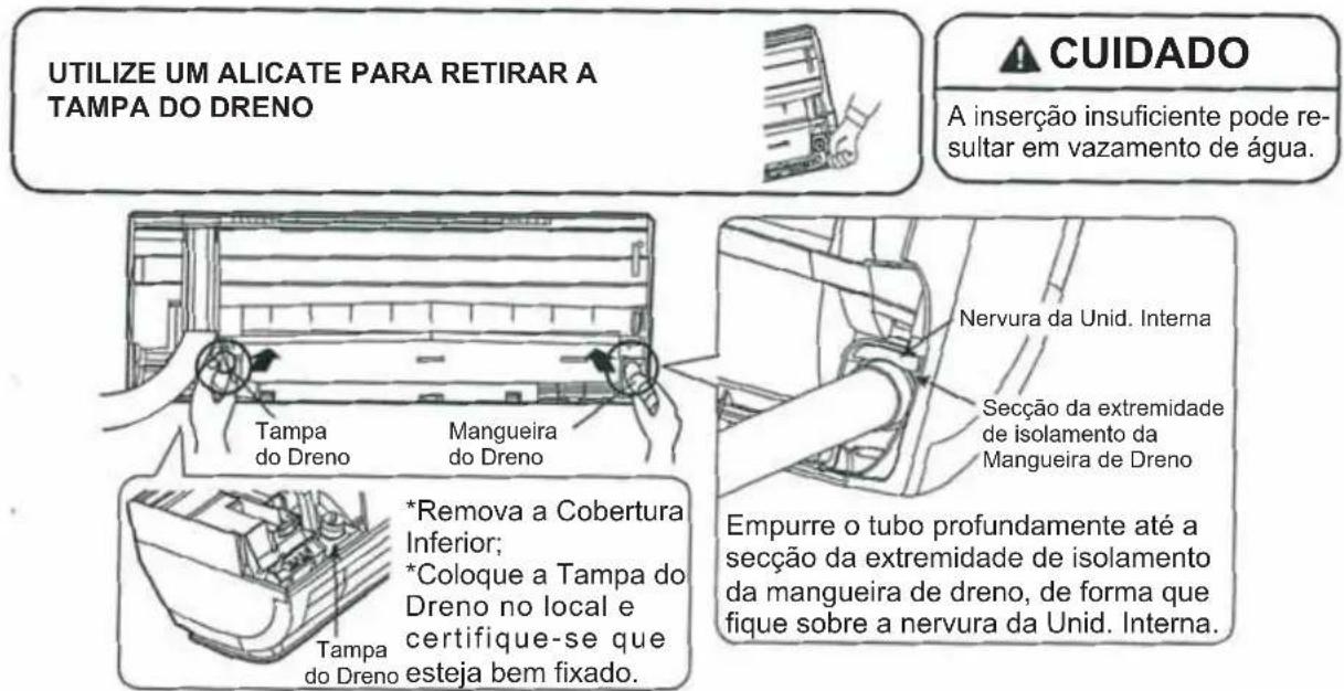 HITACHI RACIV22BH - Mudança de Posição da Mangueira de Dreno e Procedimento de Instalação - 1