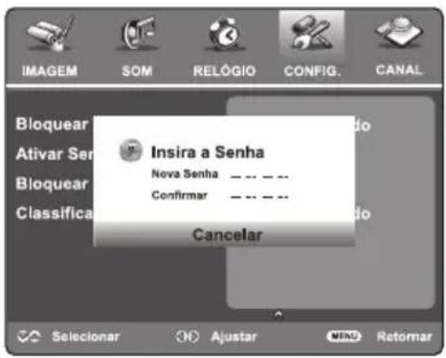INSIRA a Senha Nova Senha -------------- Confirmar -------------- Cancelar