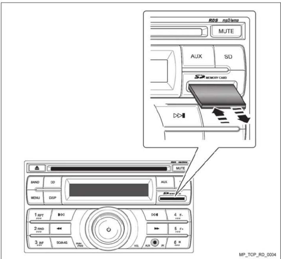 RDS mp3/wma MUTE AUX SD SD MEMORY CARD BAND CD MENU DISP MUX SND 1 RPT 2 RND 3 INF 4 F- 5 F+ 6 II MP_TCP_RD_0004