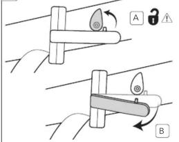 Diagram illustrating two mechanical or electrical device states labeled A and B, with directional arrows indicating movement or force.