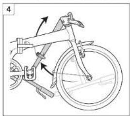 Diagram of bicycle frame with labeled components and directional arrows indicating motion or movement