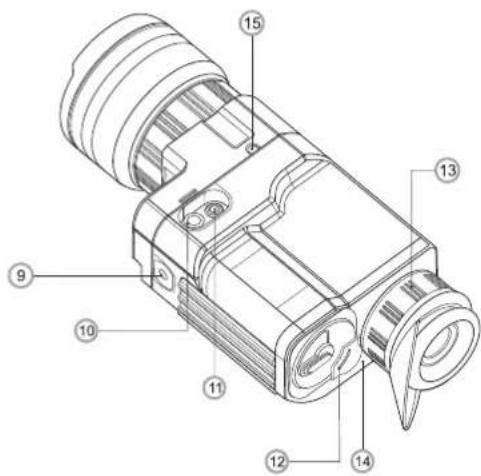 Technical diagram of a device with numbered parts for identification