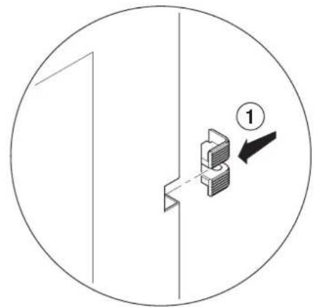 Diagram showing a mechanical component with a numbered arrow and label '1' pointing to it, enclosed in a circle.