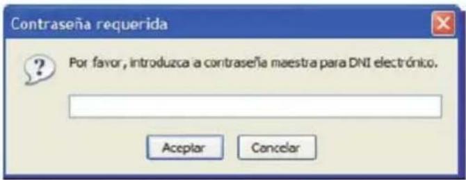 Contraseña requerida Por favor, introduzca a contraseña maestra para DNI electrónico. Acelar Cancelar
