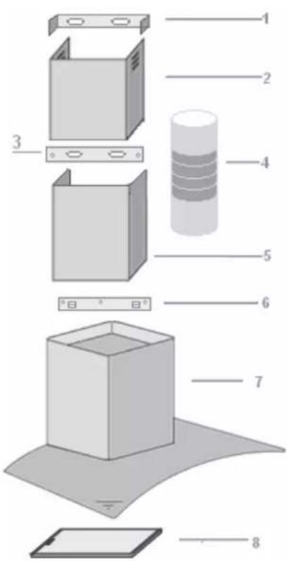 Exploded view diagram of a storage unit with numbered parts for identification