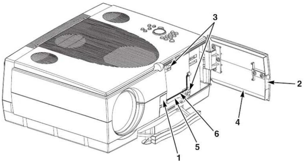 Technical diagram of a device with numbered components for identification