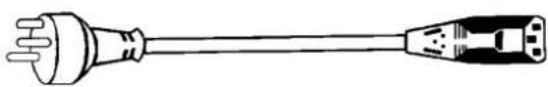 Line drawing of a straight electrical plug with three leads (no text or symbols)