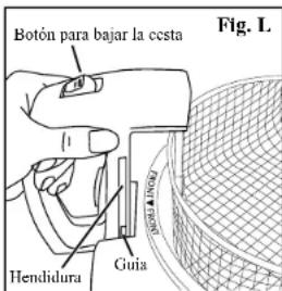 Botón para bajar la cesta Hendidura Guía Fig. L