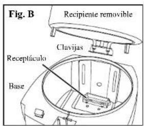 Fig. B Recipiente removable Clavijas Receptáculo Base