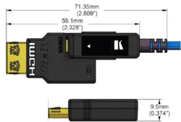 71.35mm (2.809°) 59.1mm (2.328°) HDMI RAMER SOURCE USB 9.5mm (0.374°)