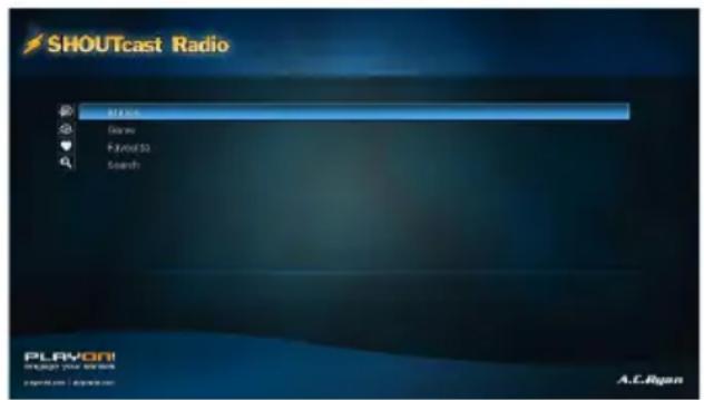 SHOUTcast Radio Playbox Calendar F-View/53 Search PLAYON! USEPT YOUR WORKS A.C.Ryan