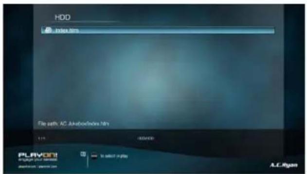 HDD Index.htm File path: AC Linkbox Index.htm 1.1.1 ADD/ADD PLAYON! engyong your video to select a play A.C.Ryan