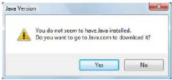 You do not seem to have Java installed. Do you want to go to Java.com to download it? Yes No