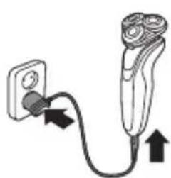 Simple line drawing of a plug and cable with arrows indicating direction (no text or symbols)