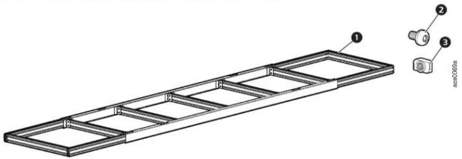 Technical diagram of a structural frame with labeled components and assembly details