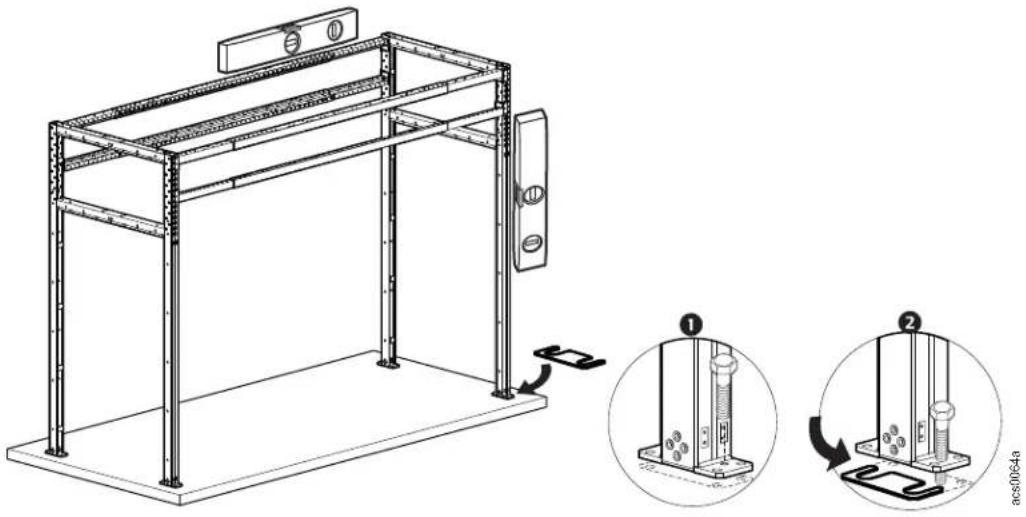 Technical diagram of a mechanical lifting device with labeled components and assembly steps