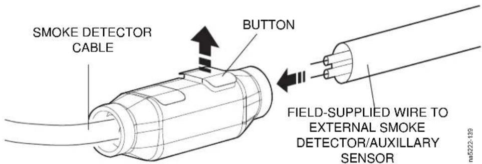 SMOKE DETECTOR CABLE BUTTON FIELD-SUPPLIED WIRE TO EXTERNAL SMOKE DETECTOR/AUXILLARY SENSOR na522-139