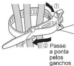 ① ② Passe a ponta pelos ganchos