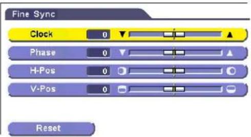 Fine Sync Clock 0 ▼ Phase 0 ▼ H-Pos 0 ○ V-Pos 0 ○ Reset