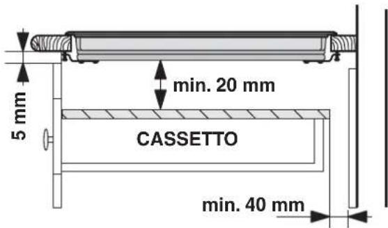 5 mm min. 20 mm CASSETTO min. 40 mm