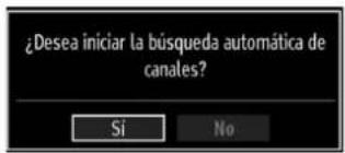 ¿Desea iniciar la búsqueda automática de canales? Si No