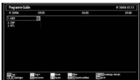 Programm-Guide Fr 30/04 03:13 Fr 30/04 03:00 04:00 05:00 1. ARO 2. ZDP 3. RTL Log Log * Options Zoals Filter Zoals Settings-Details Sett