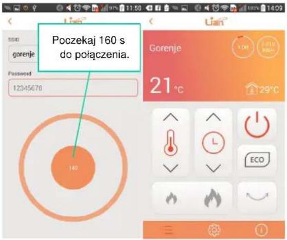 Poczekaj 160 s do połączenia. Gorenje 21 °C 29 °C