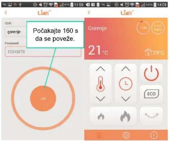 Počakajte 160 s da se poveže.