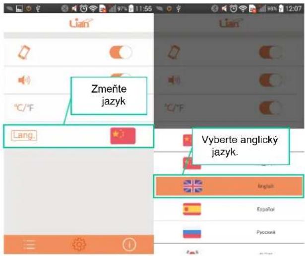 Zmeňte jazyk Lang. Vyberte anglický jazyk. lingušk Español Pyccaná